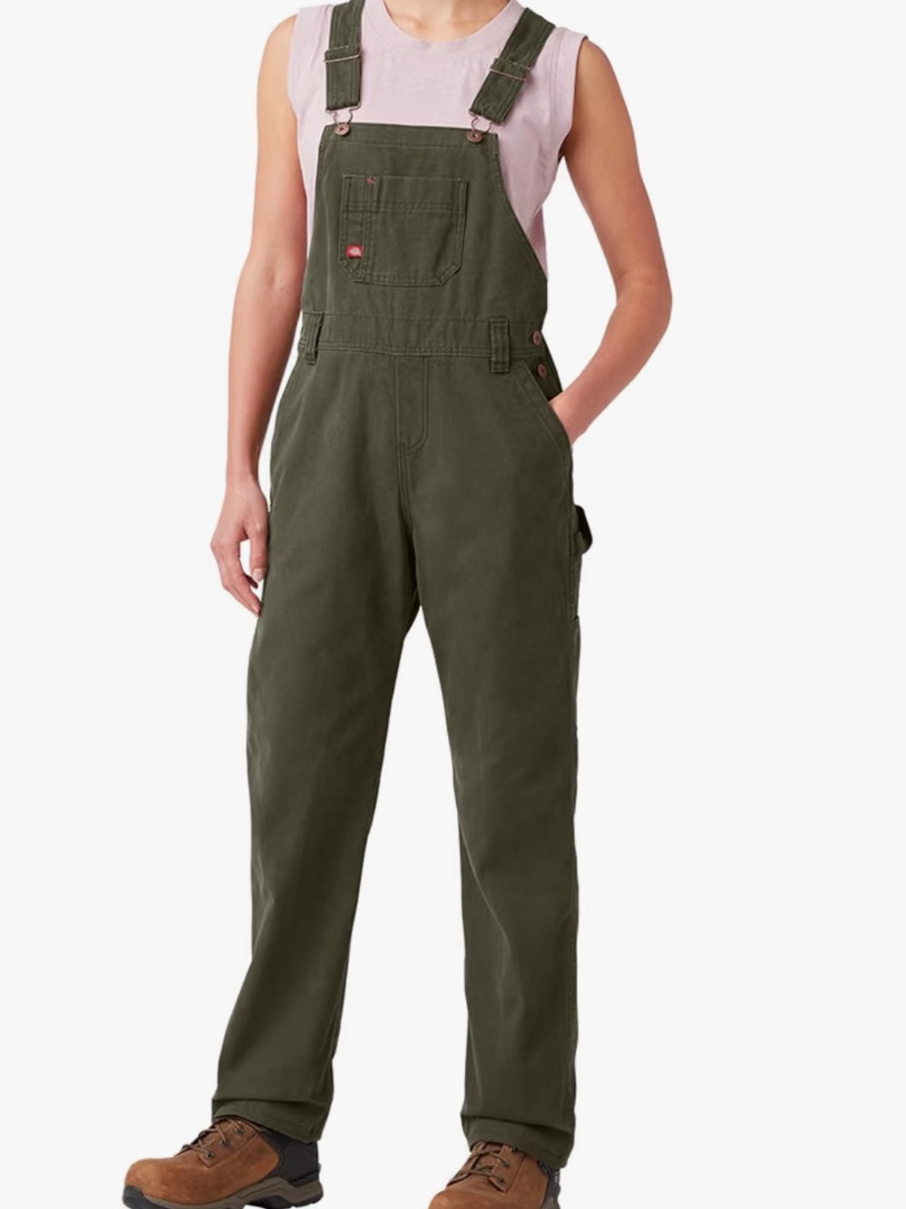 Women's Dickies Olive Utility Overalls Adjustable Straps NWT 18 Reg straight Leg